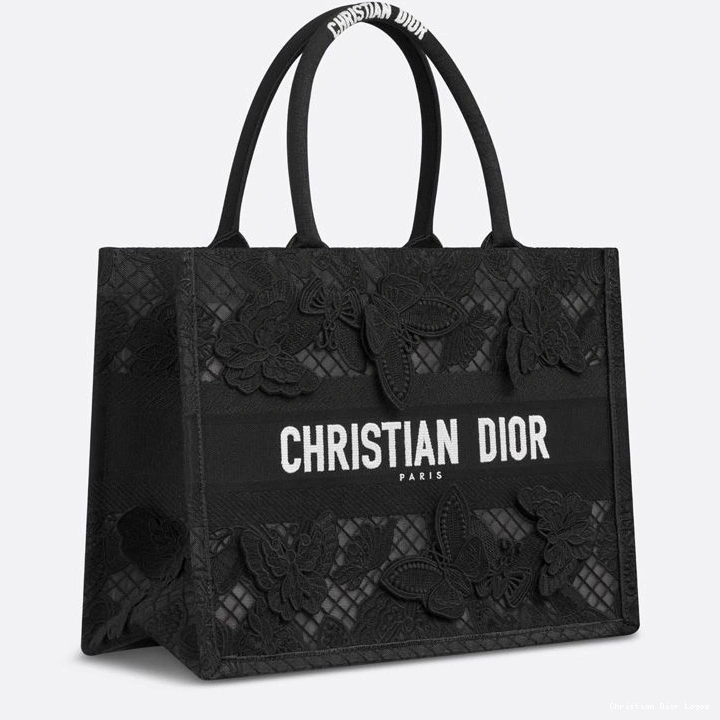 Cheap D-Lace Dior Motif Tote Book Butterfly Canvas Black 0720 Luxury